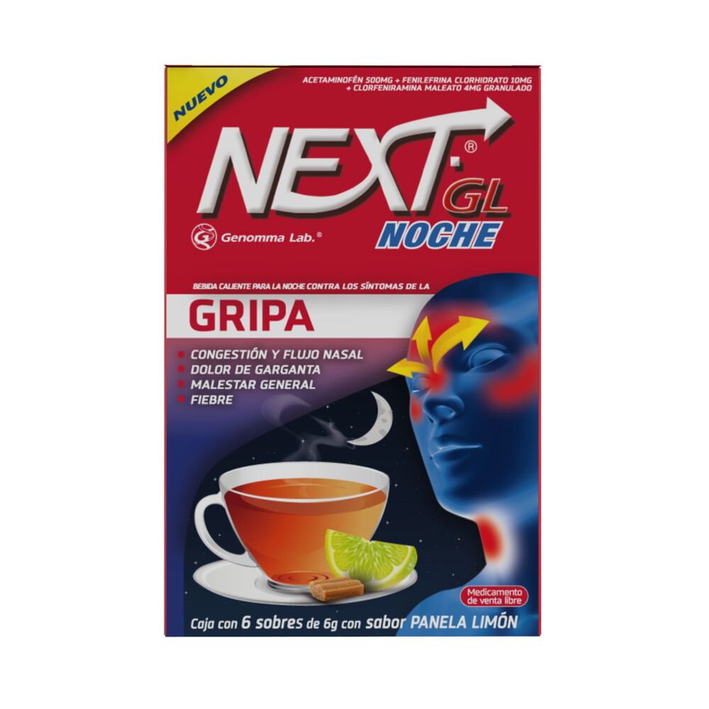 NEXT GL NOCHE GRIPA PANELA LIMON 24 SOBRES POR 1 UNIDAD