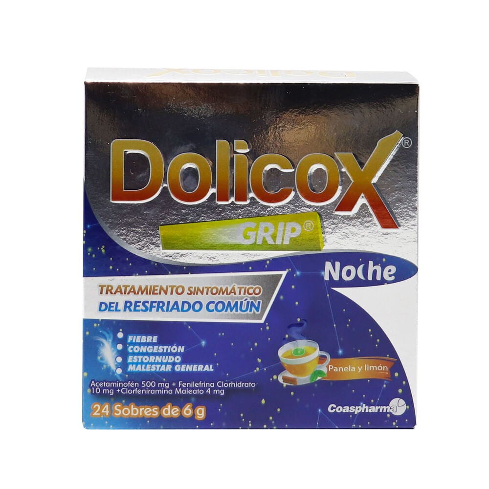 Dolicox Grip Noche Caja 24 Sobres Sabor Panela Limon