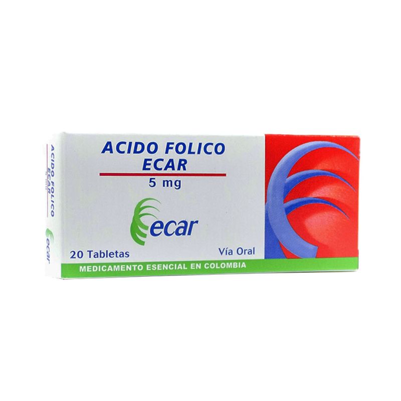 Ácido Fólico 5mg Caja Con 100 Tabletas – Ecar
