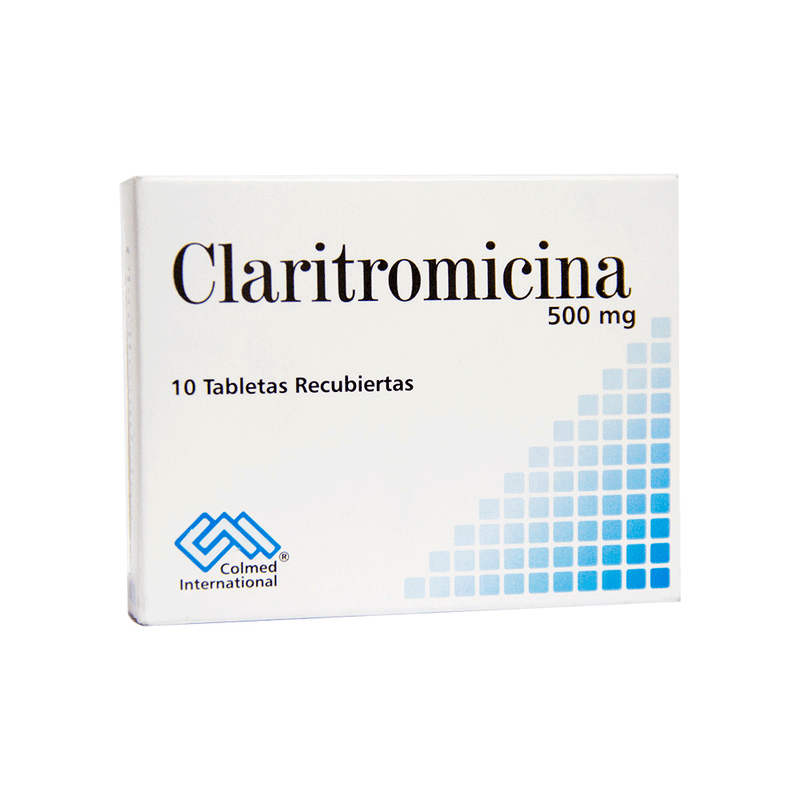 Claritromicina 500 mg Caja Con 10 Tabletas Recubiertas