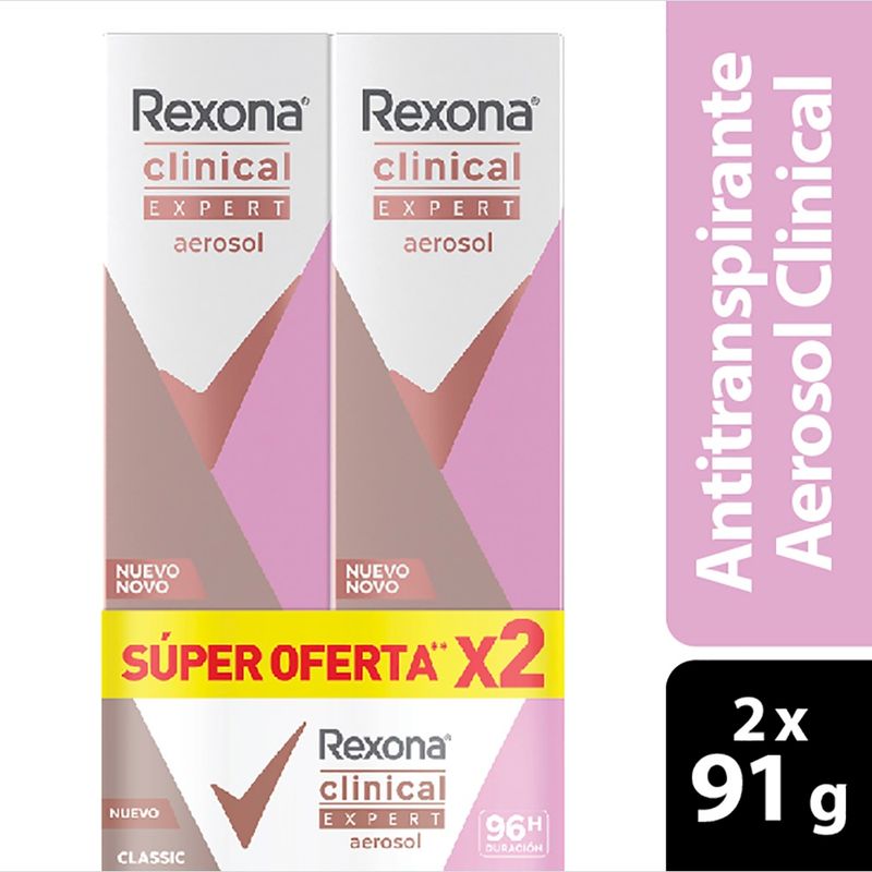 2 DESODORANTE REXONA AEROSOL CLINICAL CLASS EXPERT 91 GR M