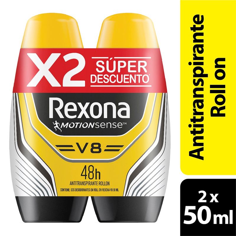 2 DESODORANTE REXONA ROLLON MEN V8 50 ML