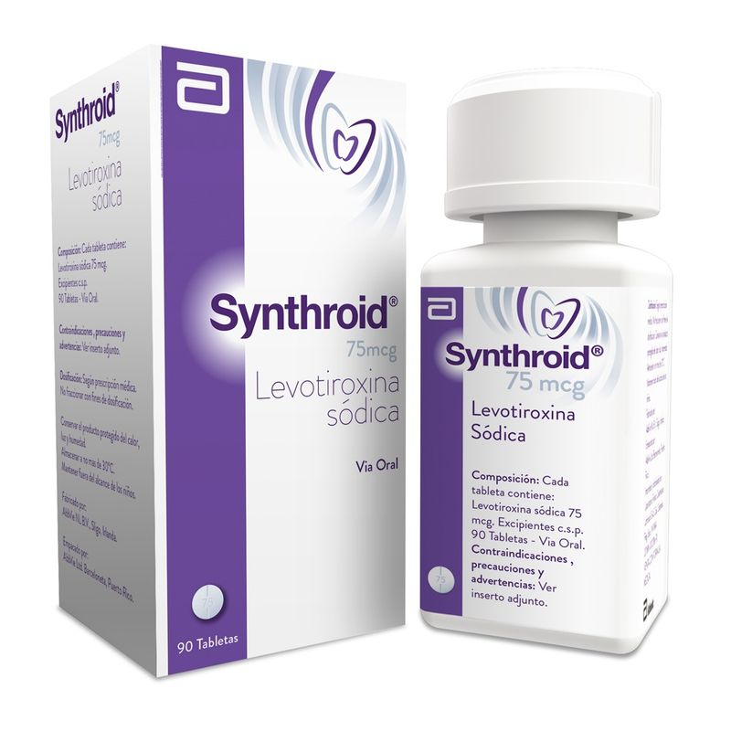 Synthroid 75 mcg Frasco Con 90 Tabletas