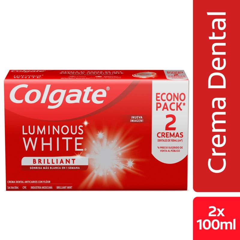 2 CREMA DEN.COLGATE LUMIN.WHITE 75 ECO.PAC