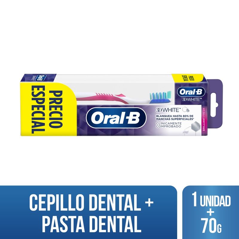 PACK ORAL-B CEPILLO + CREMA 3D WHITE 53 ML (CG)