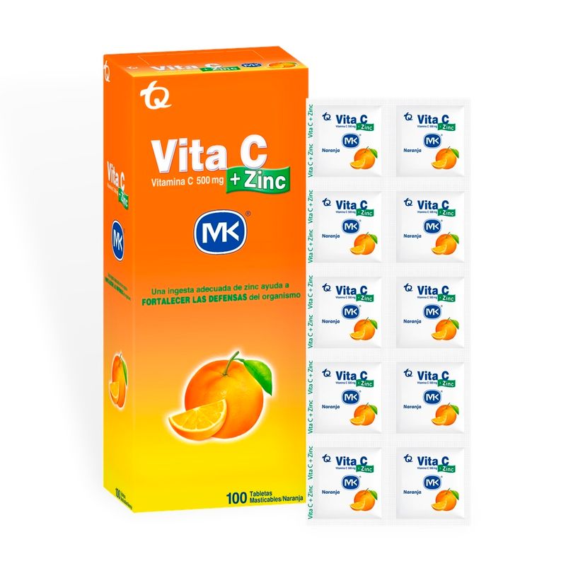 Vita C Mk 500Mg + Zinc Sabor Naranja X 100 Tabletas Masticables