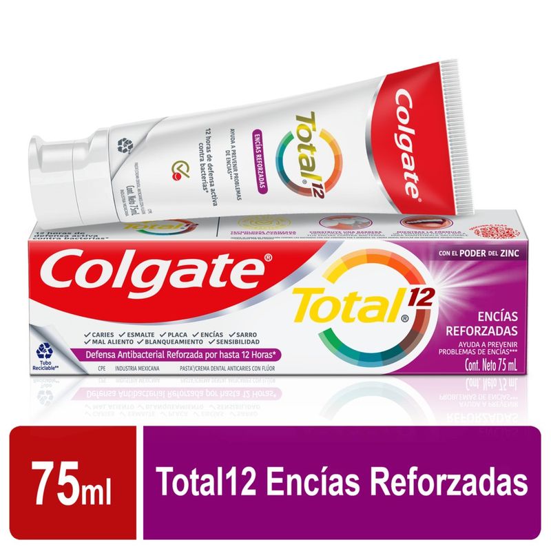 CREMA COLGATE TOTAL 12 ENCIAS REFORZADAS 75 ML