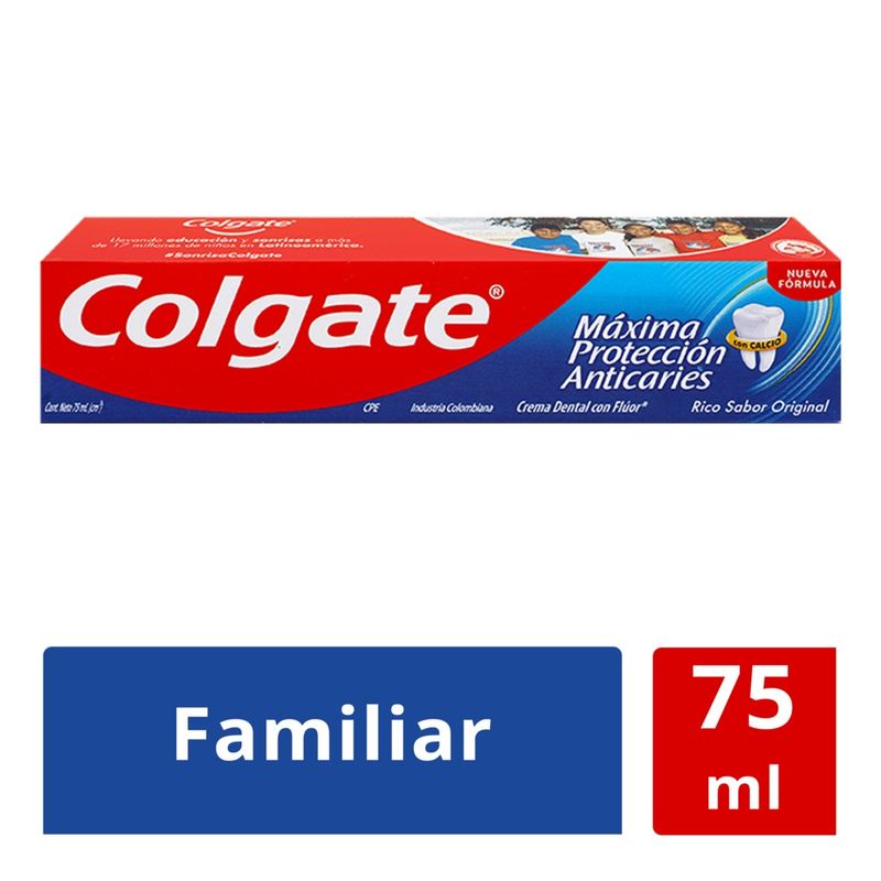Crema Dental Colgate máxima protección sabor Original Caja Con Tubo Con 75 mL