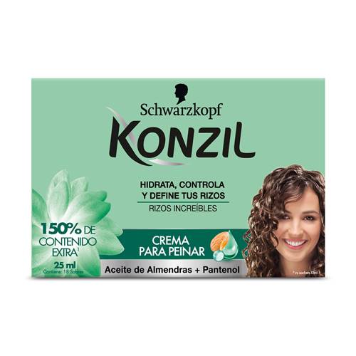 F CREMA PARA PEINAR KONZIL ACEITE DE ALMENDRAS 18 SOBRES POR 1 UNIDAD