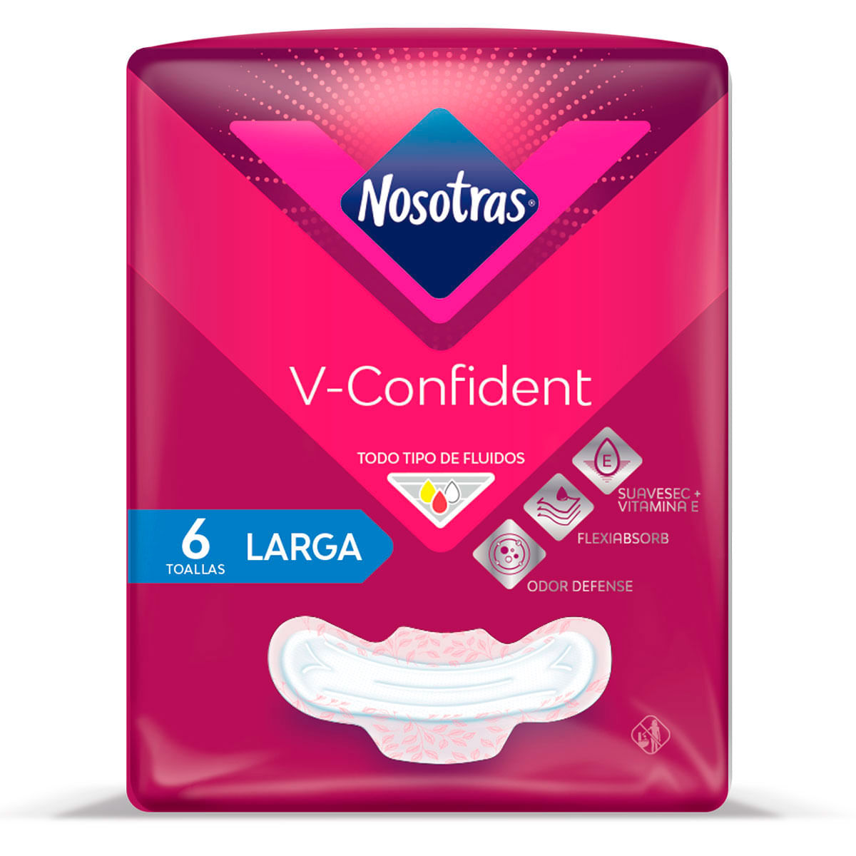 TOALLAS NOSOTRAS V-CONFIDENT LARGA 6 UNIDADES