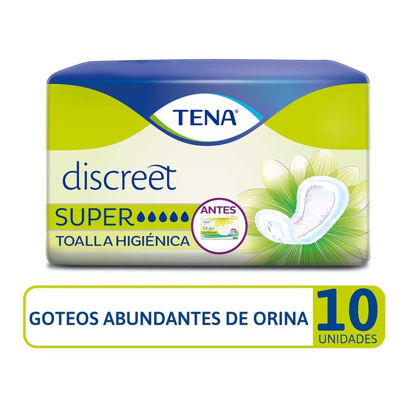 TOALLA TENA MUJER DISCREET SUPER 10 UNIDADES