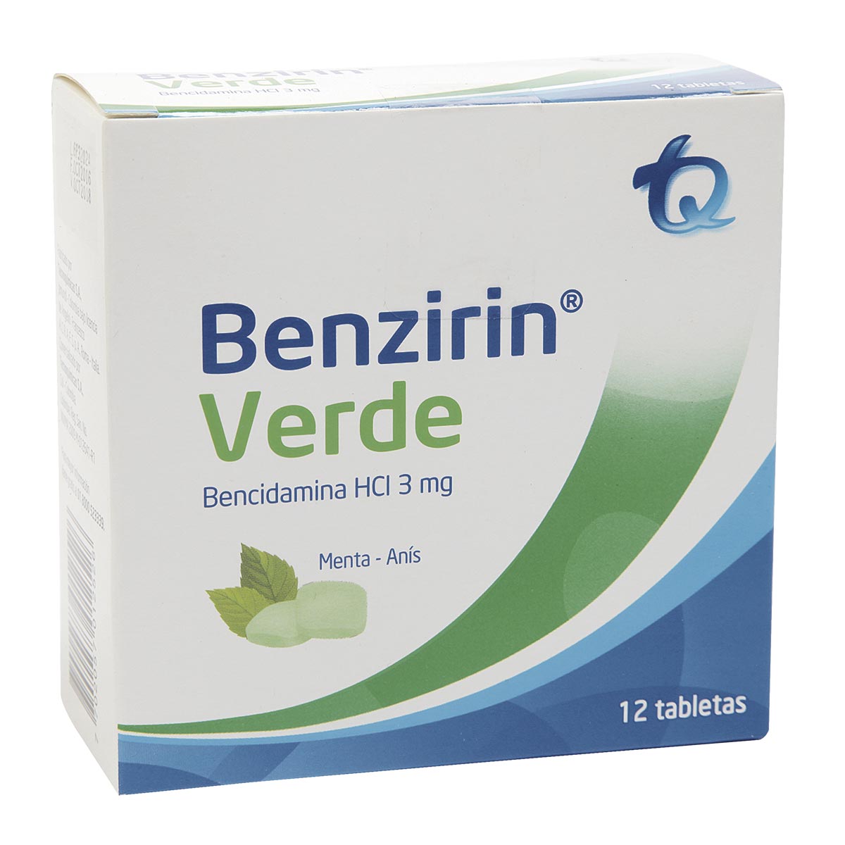 Benzirin Verde 3 Mg Tableta Masticable Sabor Menta-Anis