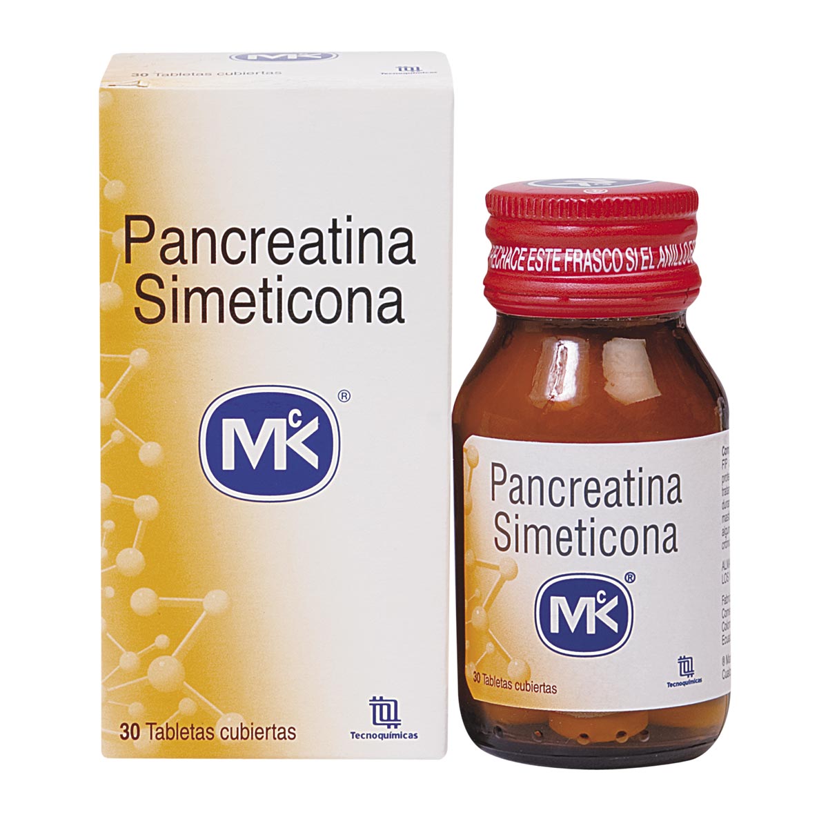 Pancreatina 170mg + Simeticona 80mg Tableta Recubierta Tecnoquí­micas