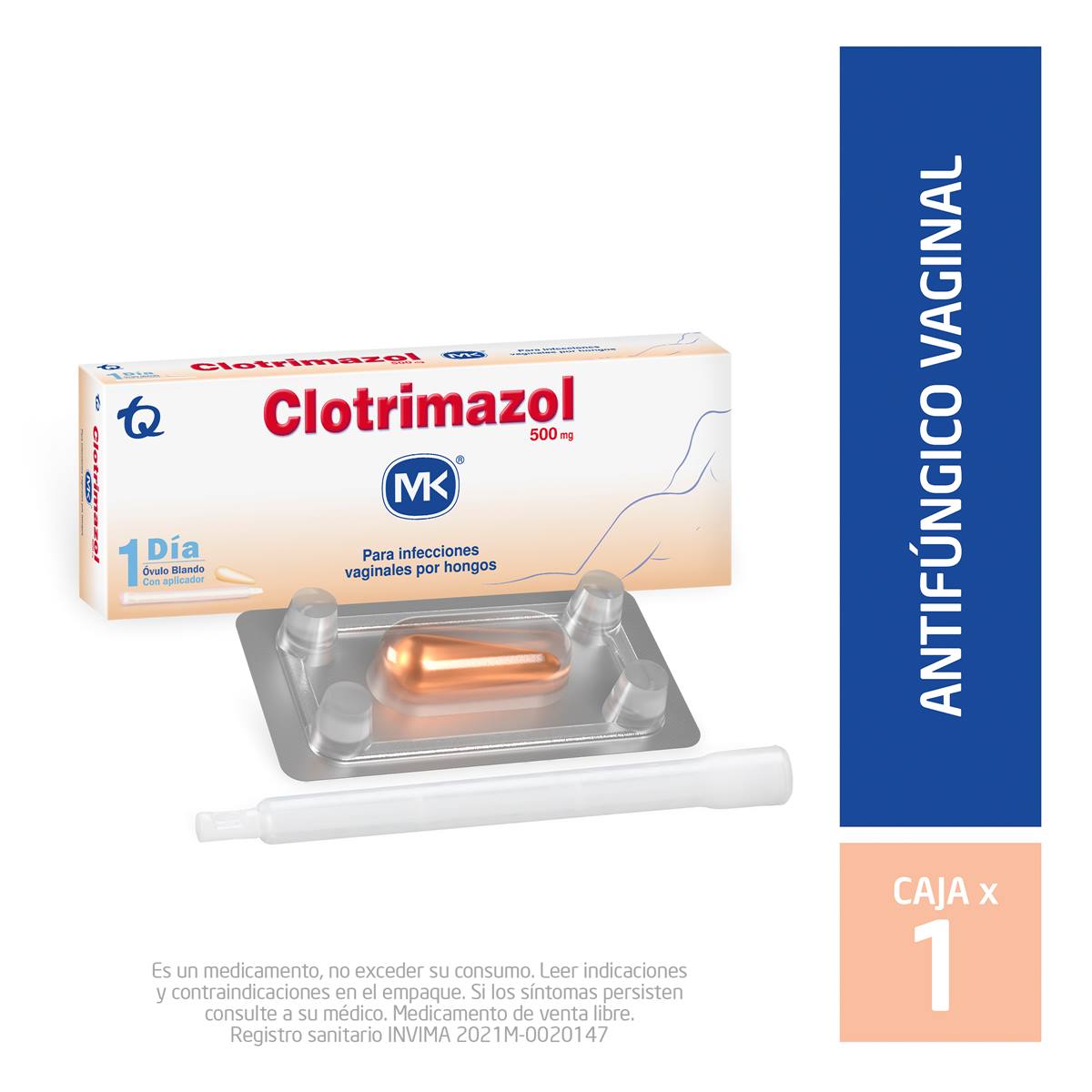 Clotrimazol Mk 500mg Óvulo+Aplicador Tecnoquí­micas