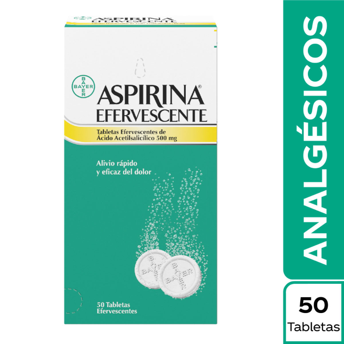 Aspirina Efervecente 500 Mg Caja Con 62 Tabletas