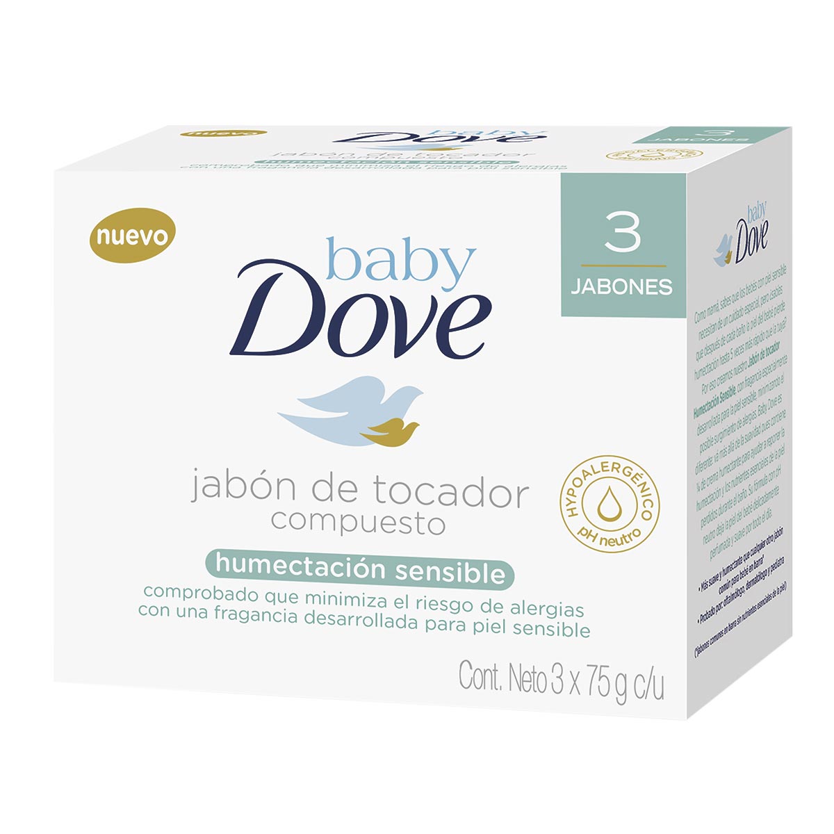 3 JABON DOVE BABY HUMEC.SENSIBLE 75