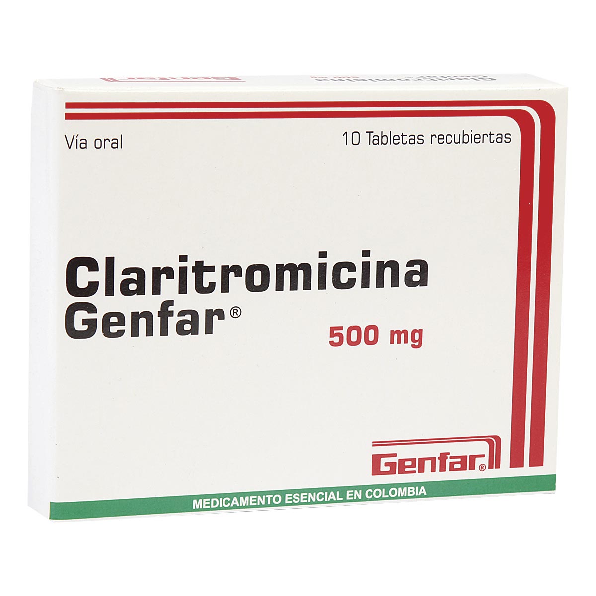 Claritromicina 500 mg Caja Con 10 Tabletas Recubiertas