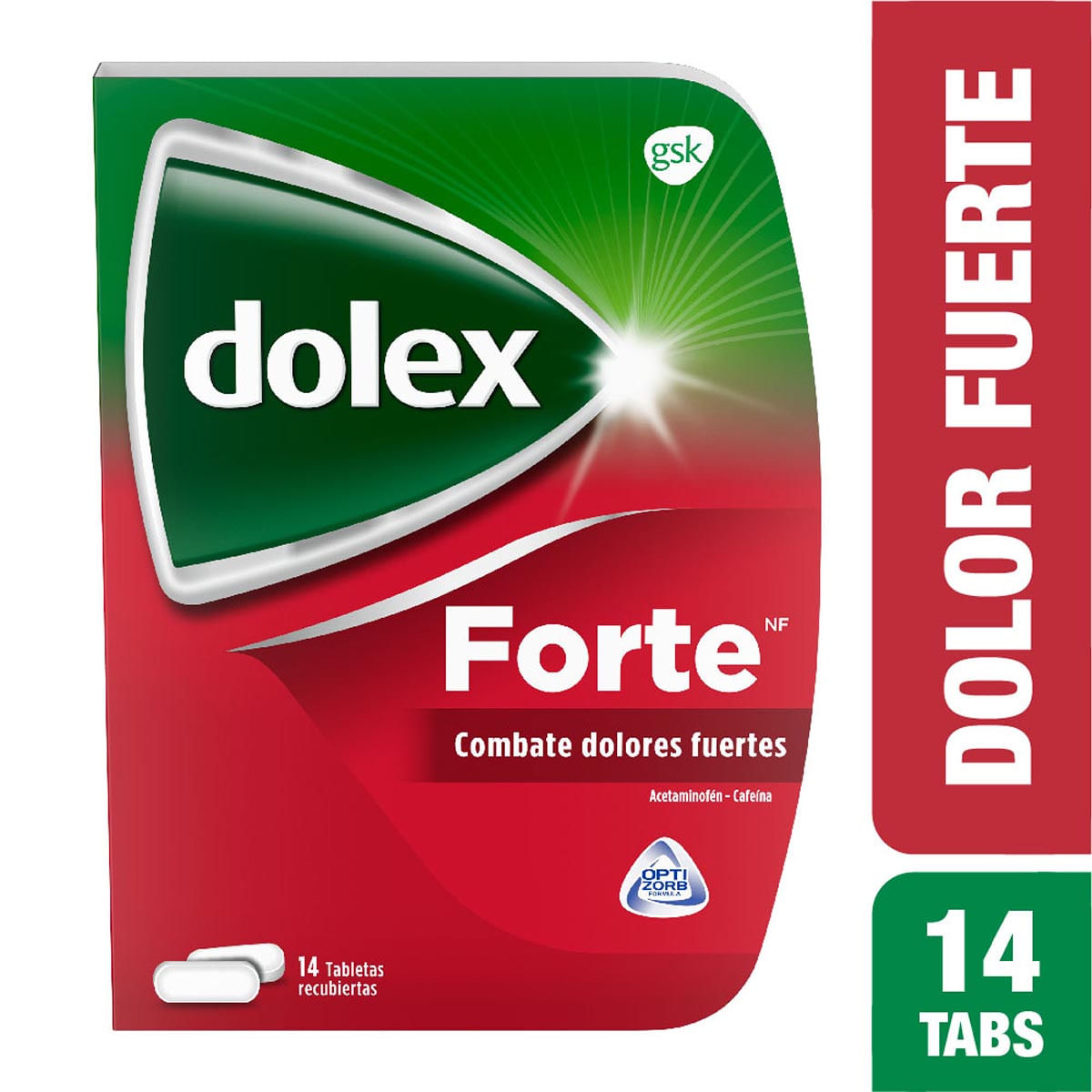 Dolex Forte Alivio Del Dolor Fuerte. Rápida Absorción 14tabs