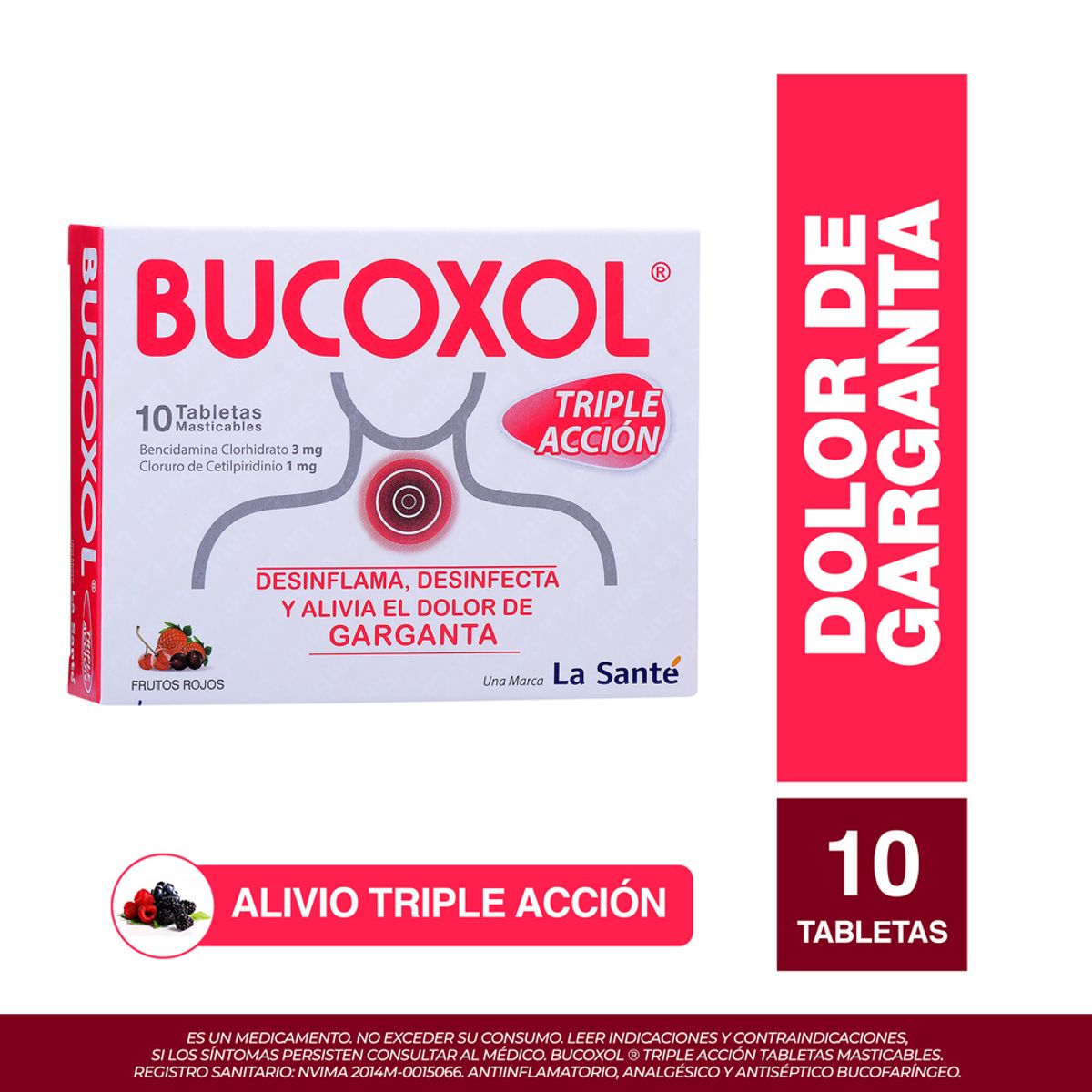 Bucoxol Tableta Masticable Sabor Frutos Rojos