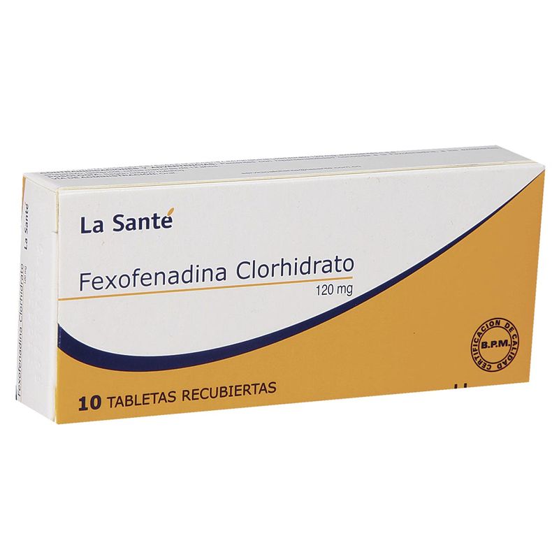 Fexofenadina 120 mg Caja Con 10 Tabletas Cubiertas