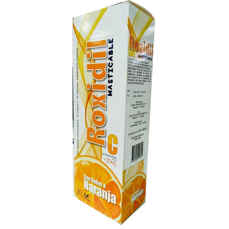 ROXIDIL VITAMINA C MAST.ICABLE NARANJA 500 MG 100 TABLETAS IC