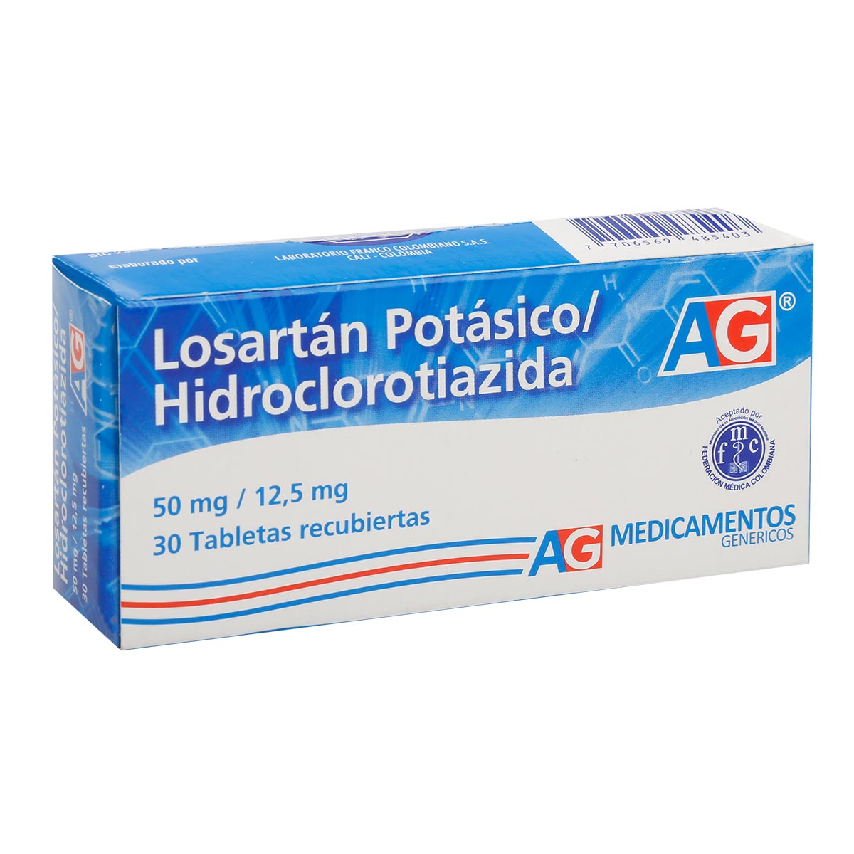 LOSARTAN + HIDROCLOROTIAZIDA EC 50/12.5 X 30 TABLETAS