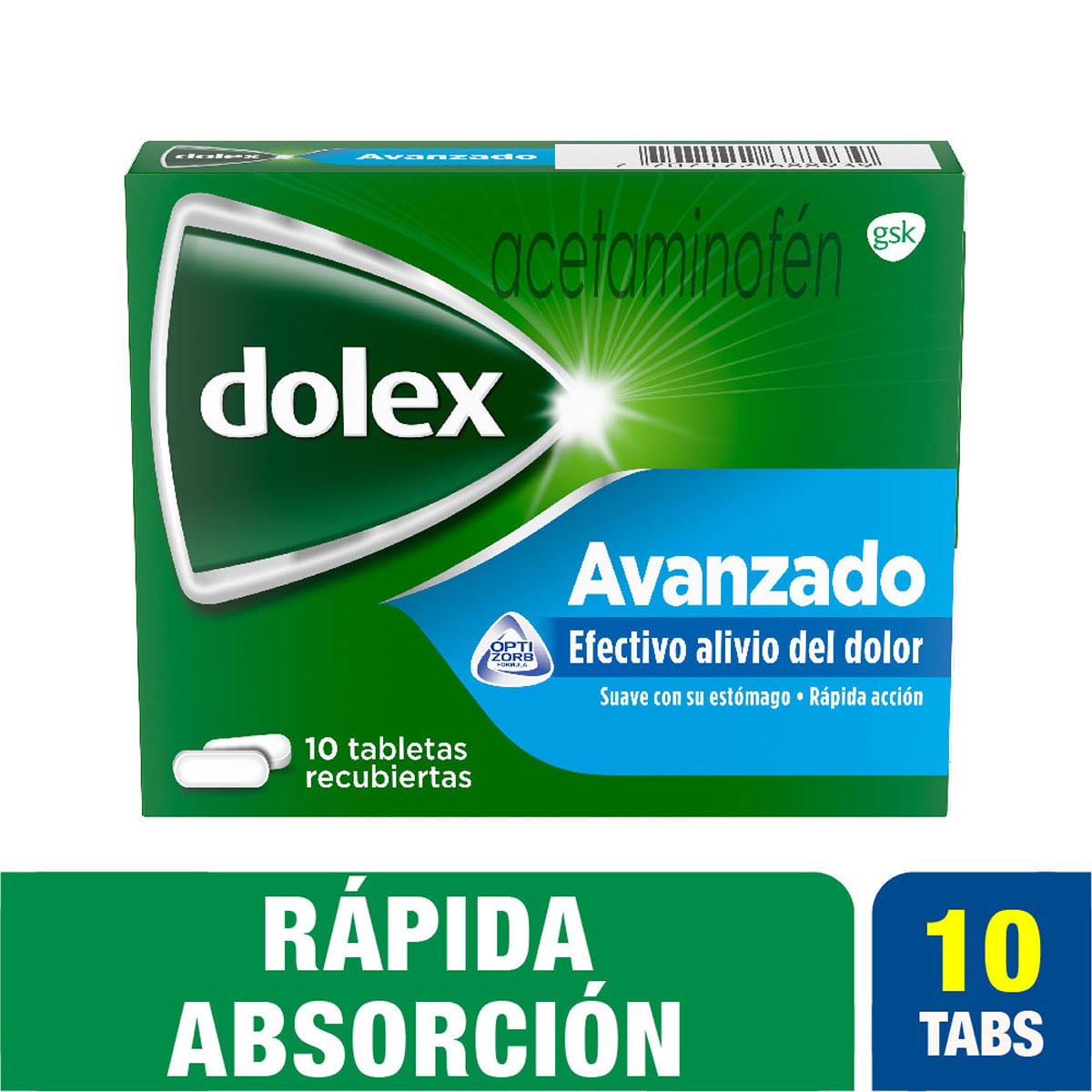 Dolex Avanzado Alivio Eficaz Del Dolor y La Fiebre 10 Tabs