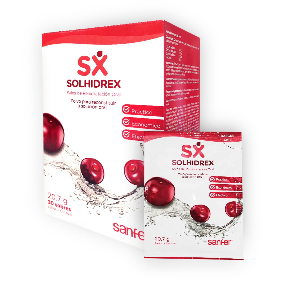 SOLHIDREX SABOR CEREZA 30 SOBRES POR 1 UNIDAD