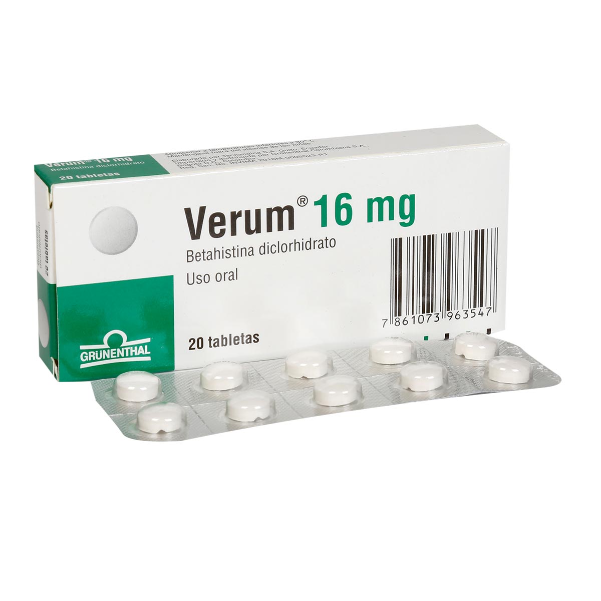 Verum 16 mg Caja Con 20 Tabletas