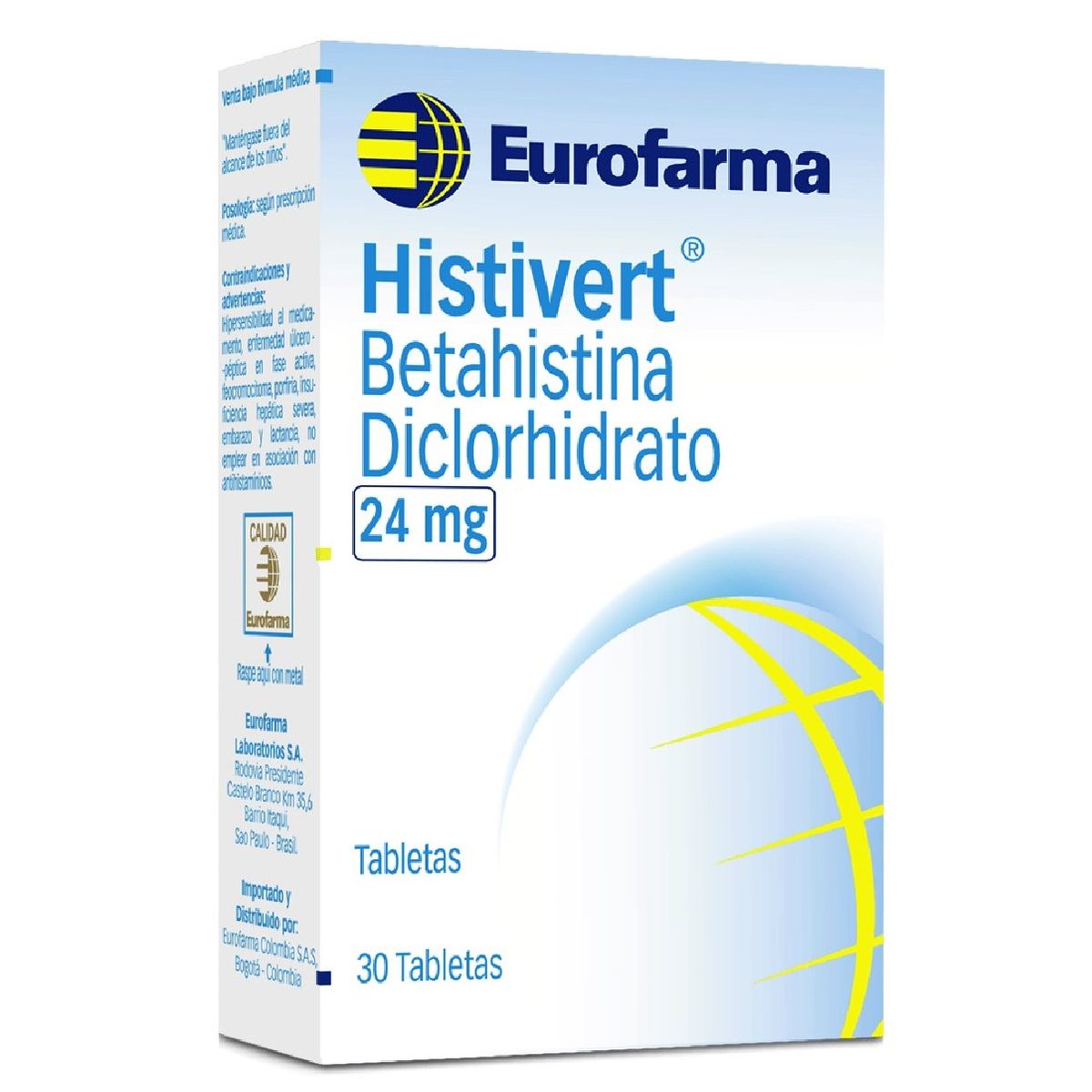 Betahistina Diclorhidrato 24 mg Tabletas Eurofarma