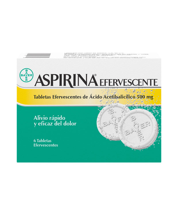 Aspirina Efervescente 500 Mg Caja Con 6 Tabs.