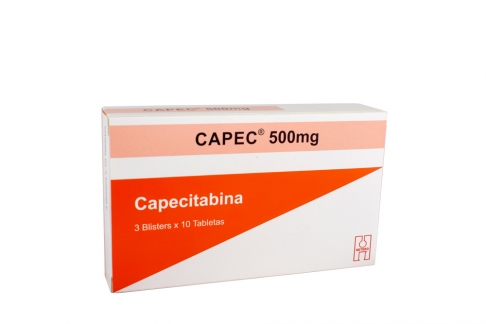 Capecitabina 500 Mg Caja con 30 Tabletas Recubiertas Rx