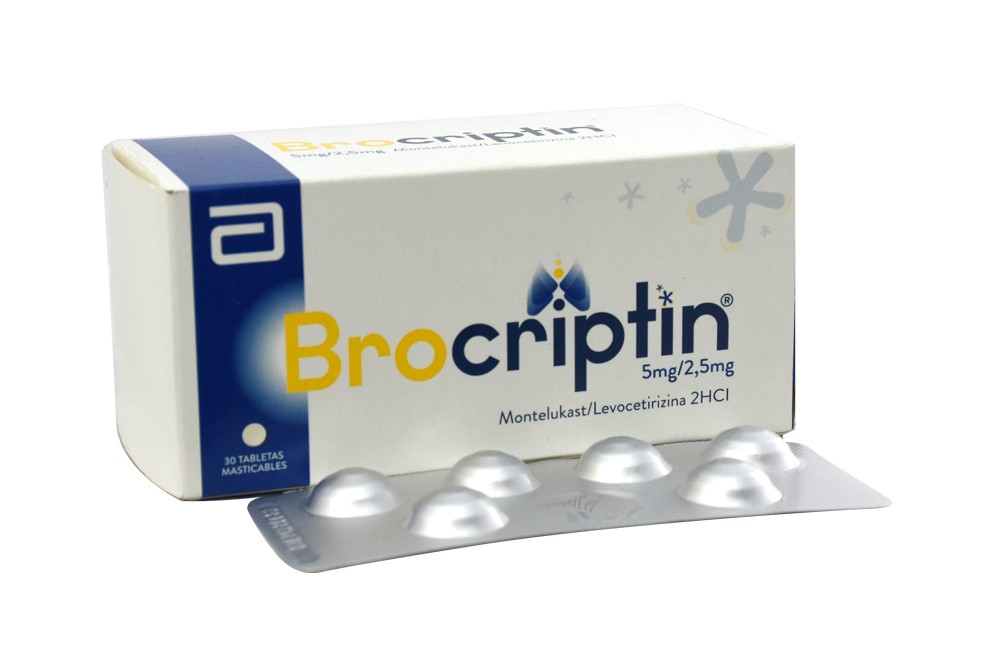 Brocriptin 5/2.5 mg Caja Con 30 Tabletas Masticables