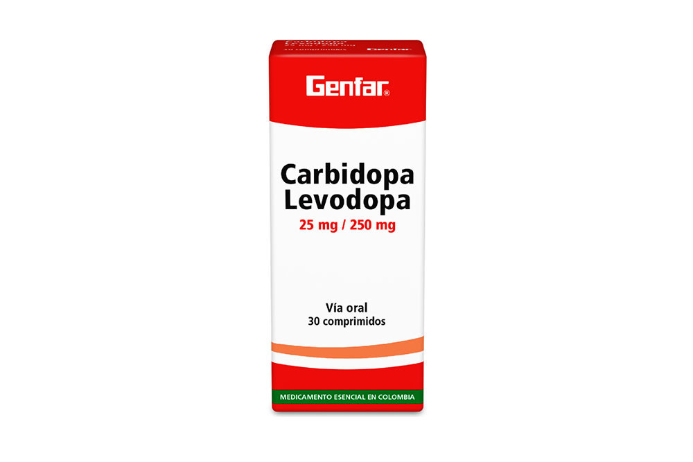 Carbidopa Levodopa 25 / 250 mg Caja Con 30 Comprimidos