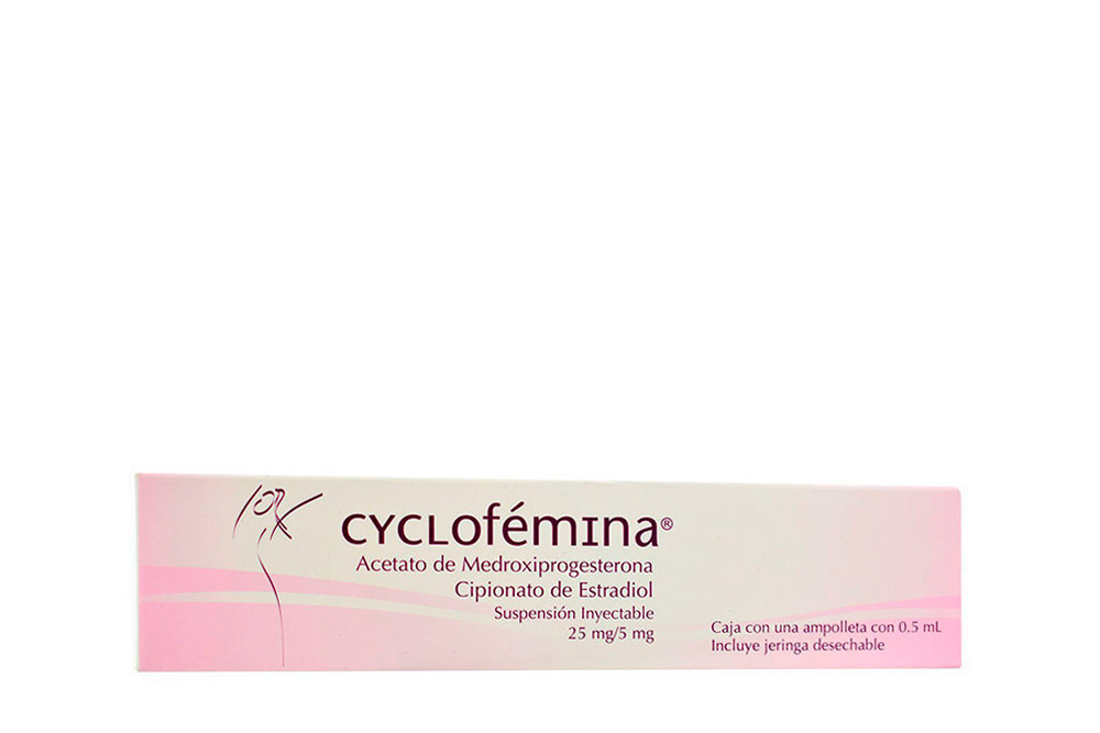 CYCLOFÉMINA 25/5 MG CAJA CON AMPOLLETA CON 0.5 ML – INCLUYE JERINGA DESECHABLE