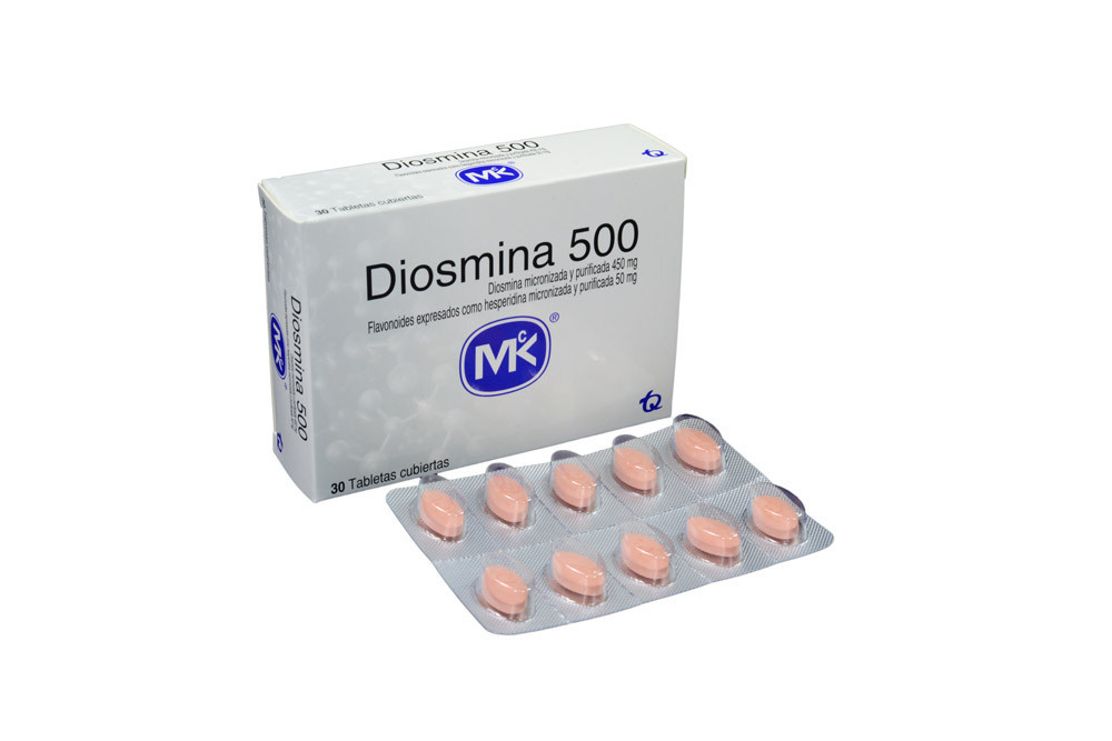 Diosmina 500 450 / 50 mg Caja Con 30 Tabletas Cubiertas