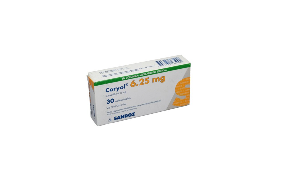 Coryol 6,25 Mg Oral En Caja Por 30 Tabletas