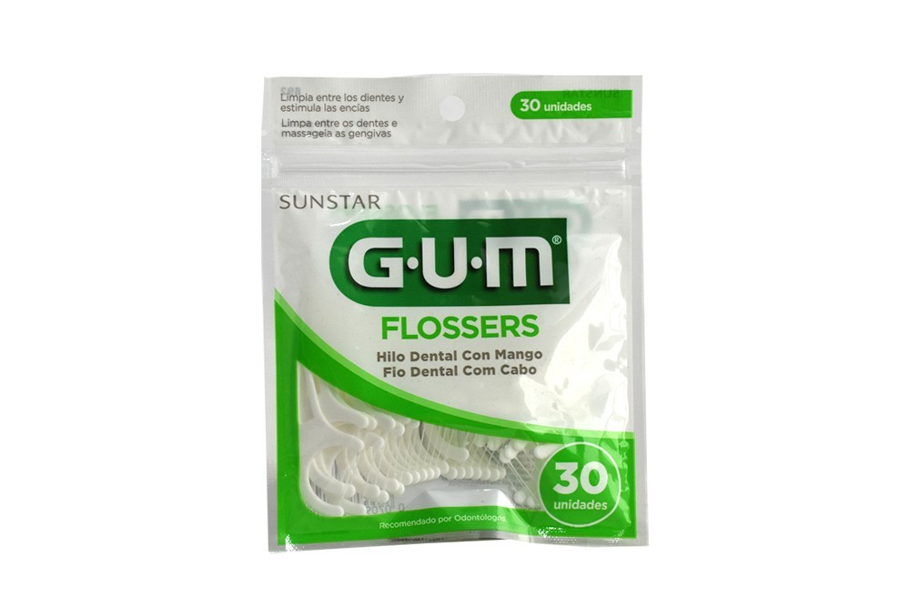 FLOSSERS GUM BLANCOS HILO DENTAL 30 UNIDADES