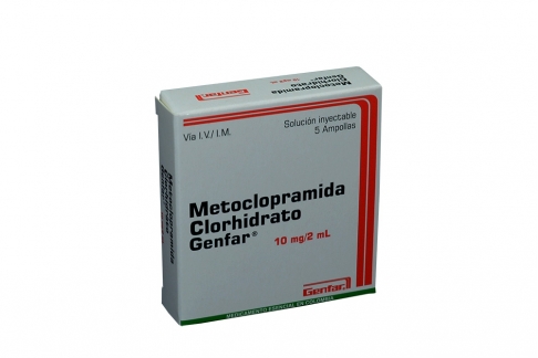 Metoclopramida Clorhidrato 10 mg / 2 mL Caja Con 5 Ampollas