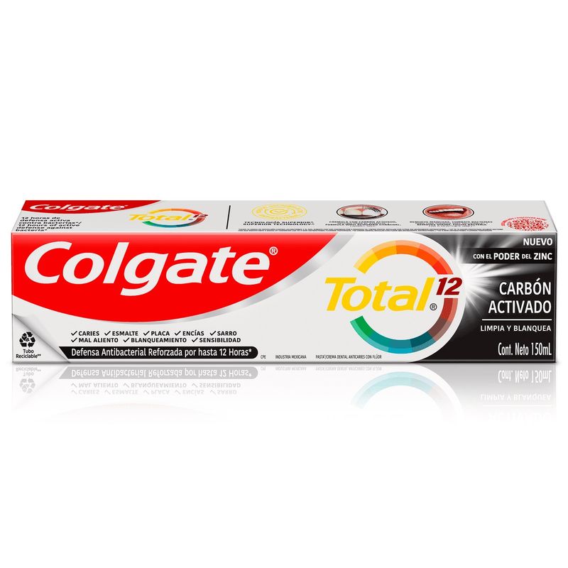 CREMA DENTAL COLGATE TOTAL 12 CARBÓN ACTIVADO 150ML