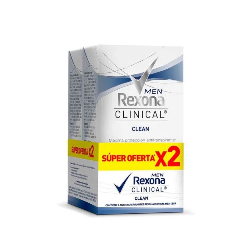 REXONA CLINICAL MEN CLEAN 2X48G+PR ESP