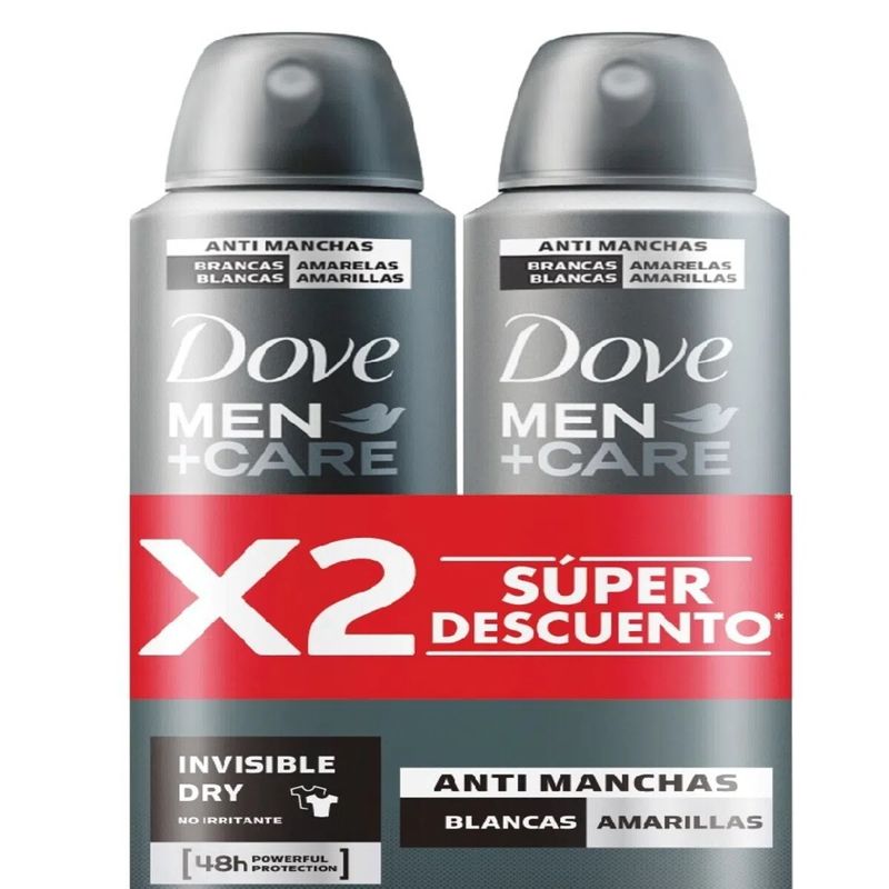 DESODORANTE DOVE MEN INVISIBLE AEROSOL X 2 UN X 89 GR