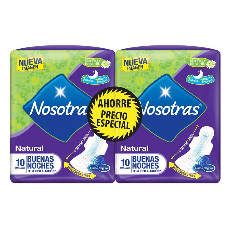 Oferta Toalla Higiénica Nosotras Buenas Noches 2 x 10