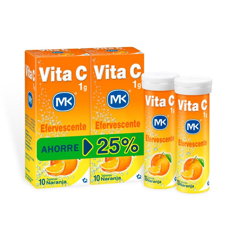 Oferta 2 Vitac Mk Tableta Efervescente Naranja Ahorr 25%