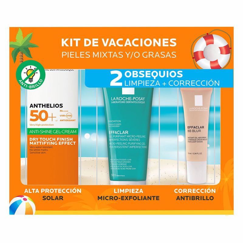 Anthelios Antibrillo Gel Spf50+ Effaclar Gel Exfoliante+Effaclar Bb