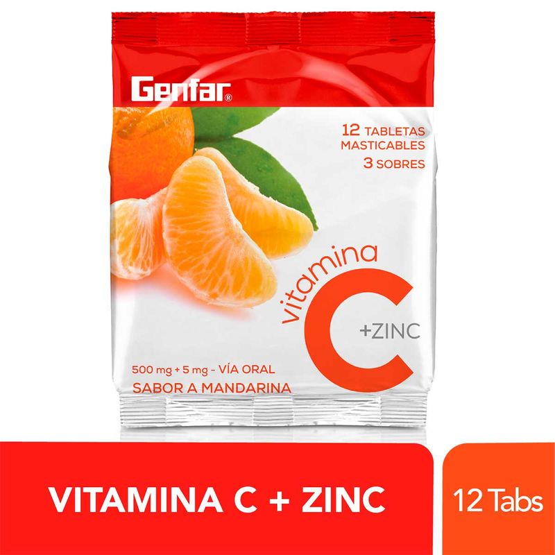 Vitamin C + Zinc Tableta Masticable Mandarina