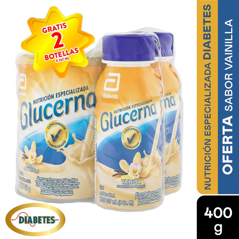 Oferta Glucerna 400g Vainilla Gratis 2 Botellas X237ml