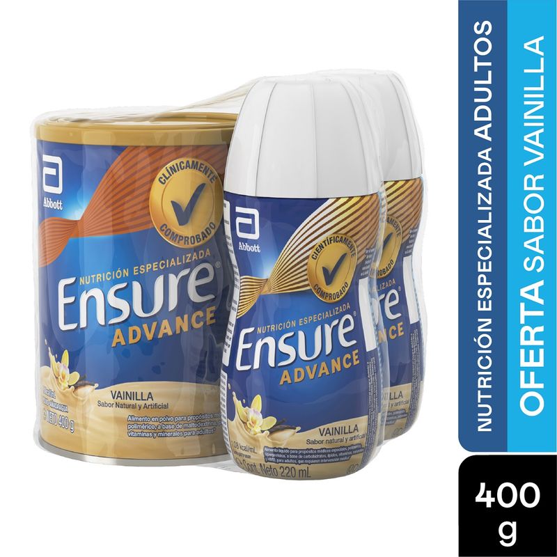 Oferta Ensure Advance 400g Vainilla Gratis:2 Botellas X220ml