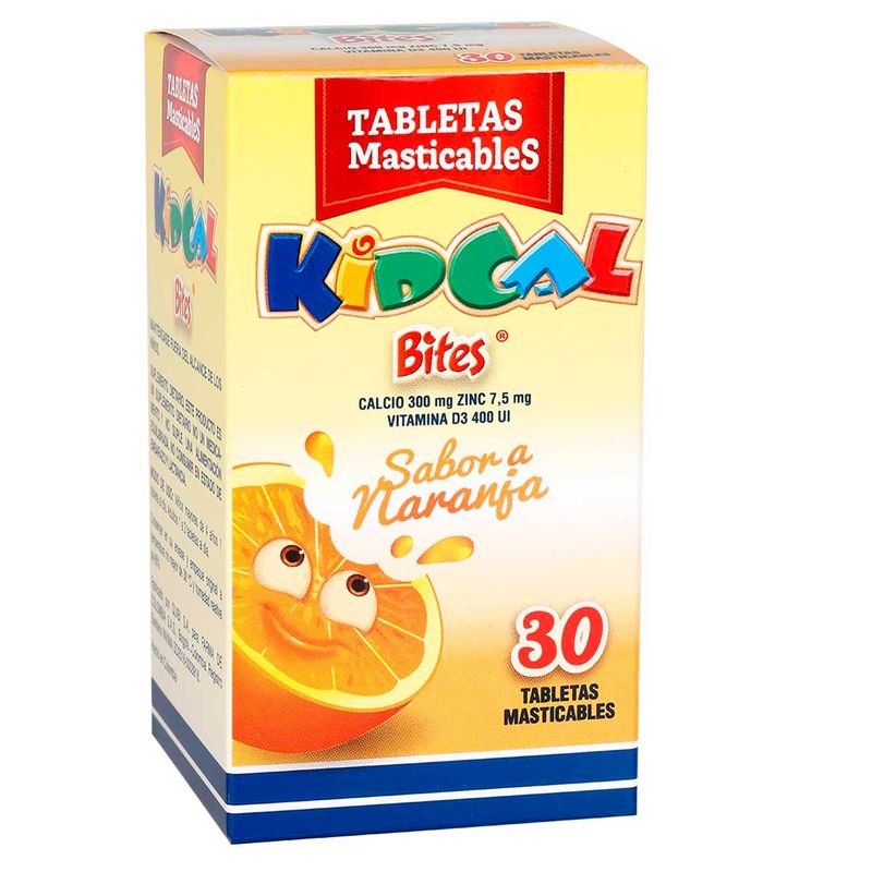 Kidcal Bites Tableta Masticable Naranja