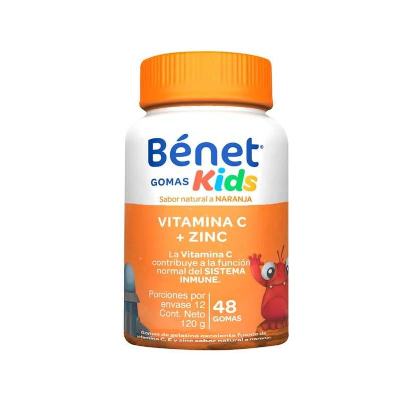 Gomas Kids Benet Vitamina C + Zinc Sabor Naranja Sin Azúcar Añadida